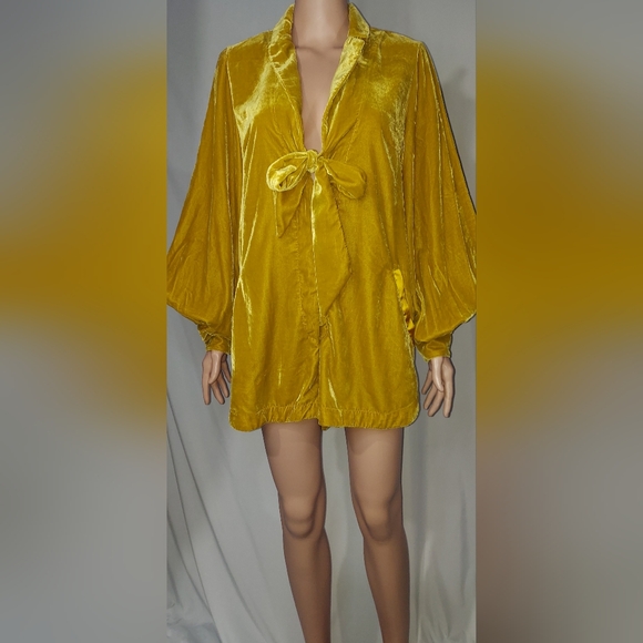 FREE PEOPLE Crushed Gold Velvet Romper Size XS - Picture 4 of 6